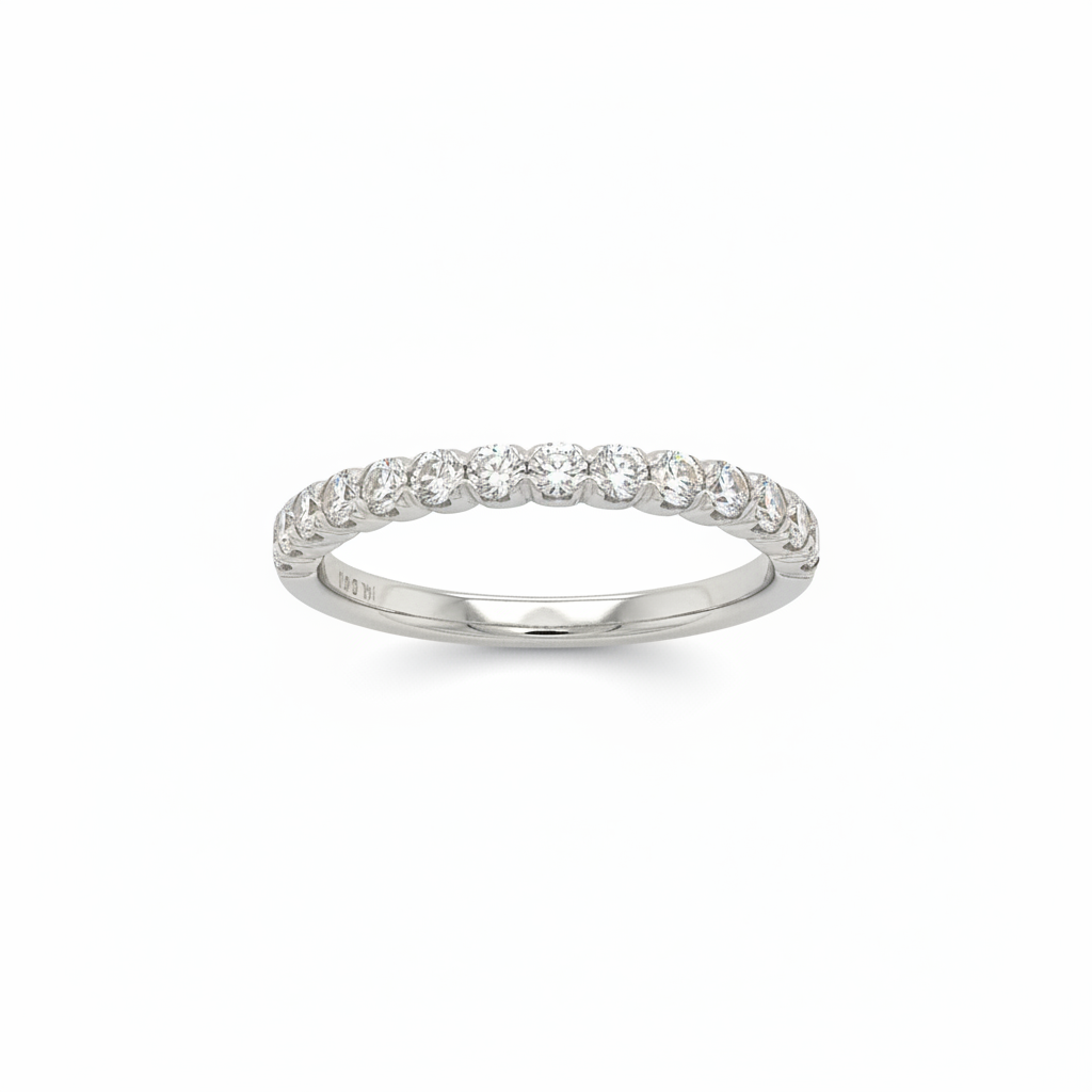 14K White Gold Diamond Half Eternity Wedding Band