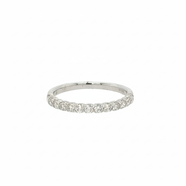 14K White Gold Diamond Half Eternity Wedding Band