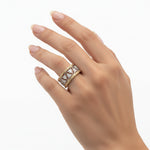 14K Two Tone Triangle Ring Band - Jewelry Design Galleria