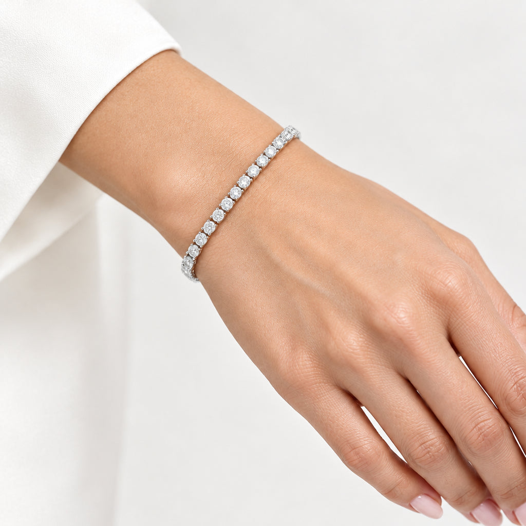 14K White Gold Diamond Tennis Bracelet