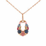 14K Rose Gold Sapphire Pendant Necklace with Diamonds - Jewelry Design Galleria