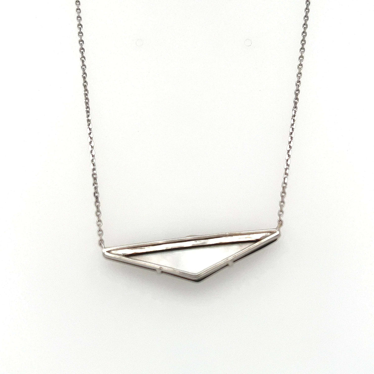 18K White Gold Diamond and Black Mother of Pearl Triangle Pendant Necklace - Jewelry Design Gallery of East Windsor