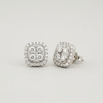 14K White Gold Diamond Cushion Cluster Stud earrings - Jewelry Design Gallery of East Windsor