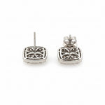 14K White Gold Diamond Cushion Cluster Stud earrings - Jewelry Design Gallery of East Windsor