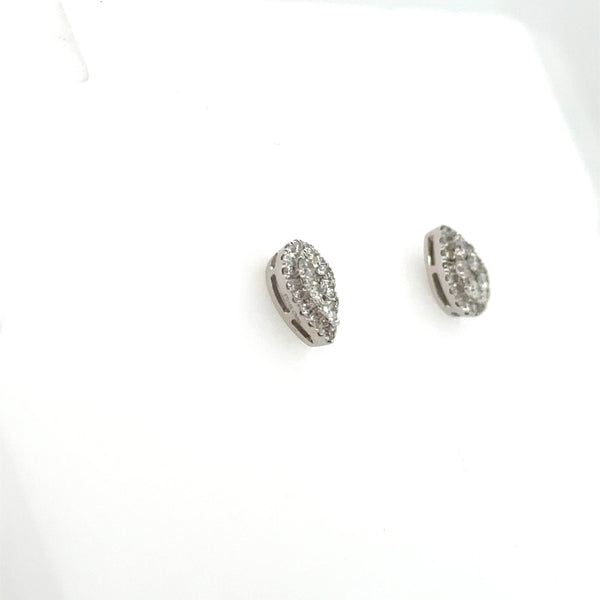 14K White Gold Diamond Pear Shape Cluster Earrings With .57 Carat - Jewelry Design Gallery of East Windsor