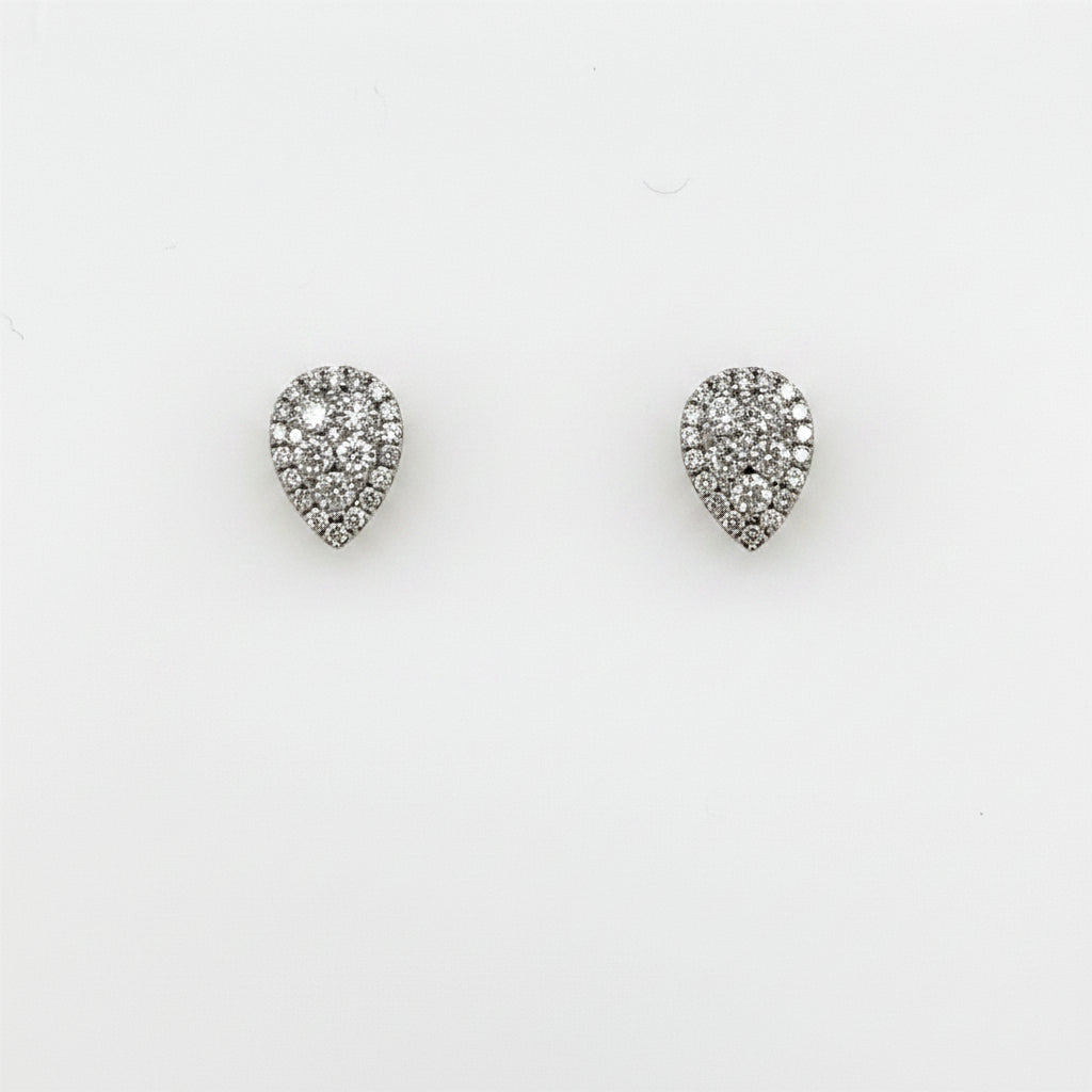14K White Gold Diamond Pear Shape Cluster Earrings With .57 Carat - Jewelry Design Gallery of East Windsor