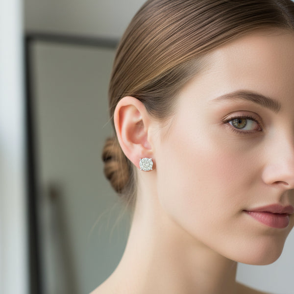 14K White Gold Round Diamond Stud earrings