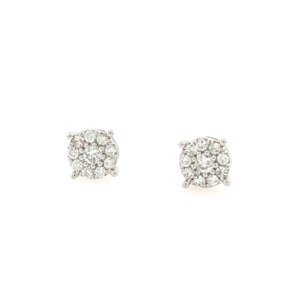 14K White Gold Round Diamond Stud earrings with 1.05ct Diamond - Jewelry Design Gallery of East Windsor