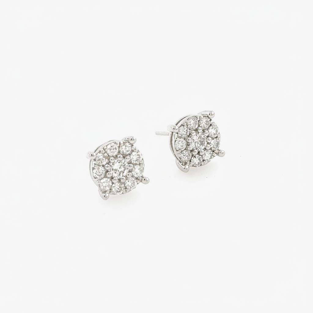 14K White Gold Round Diamond Stud earrings with 1.05ct Diamond - Jewelry Design Gallery of East Windsor