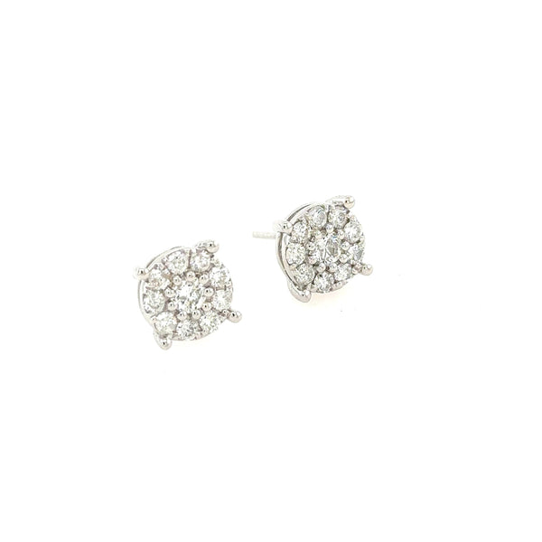 14K White Gold Round Diamond Stud earrings with 1.05ct Diamond - Jewelry Design Gallery of East Windsor