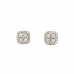 14K White Gold Diamond Cluster stud Earrings - Jewelry Design Gallery of East Windsor