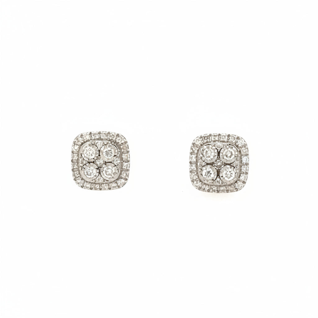 14K White Gold Diamond Cluster stud Earrings - Jewelry Design Gallery of East Windsor
