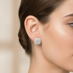 14K White Gold Diamond Cluster stud Earrings - Jewelry Design Galleria