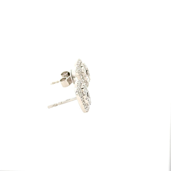 14K White Gold Diamond Cluster stud Earrings - Jewelry Design Gallery of East Windsor