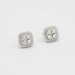 14K White Gold Diamond Cluster stud Earrings - Jewelry Design Gallery of East Windsor
