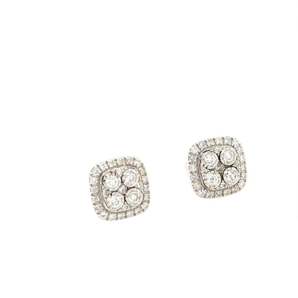 14K White Gold Diamond Cluster stud Earrings - Jewelry Design Gallery of East Windsor