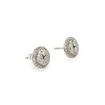 14K White Gold Diamond Cluster Post Earring Studs - Jewelry Design Gallery of East Windsor