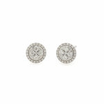 14K White Gold Diamond Cluster Post Earring Studs - Jewelry Design Gallery of East Windsor