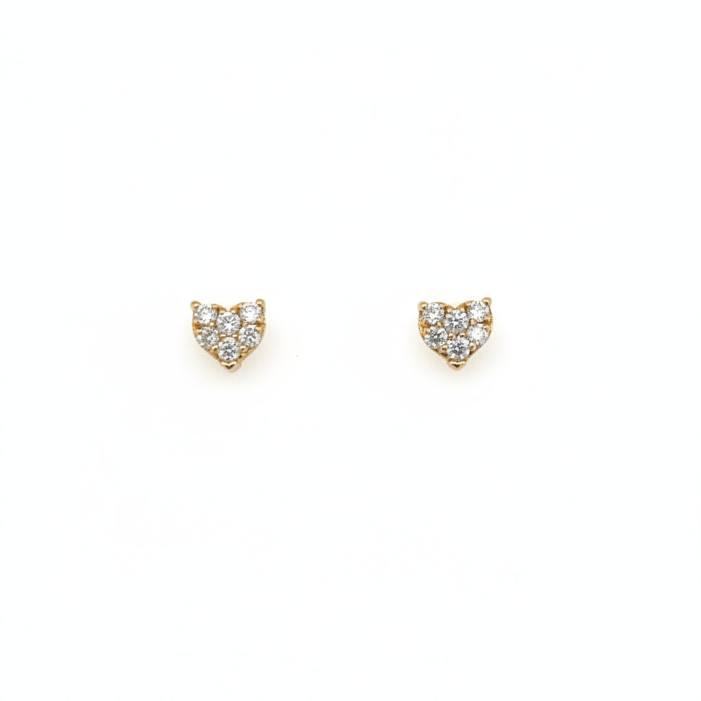 14K Yellow Gold Heart Shaped Diamond Stud earrings with .25 TDW - Jewelry Design Gallery of East Windsor
