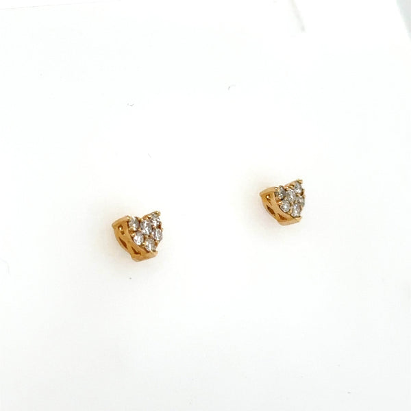 14K Yellow Gold Heart Shaped Diamond Stud earrings with .25 TDW - Jewelry Design Gallery of East Windsor