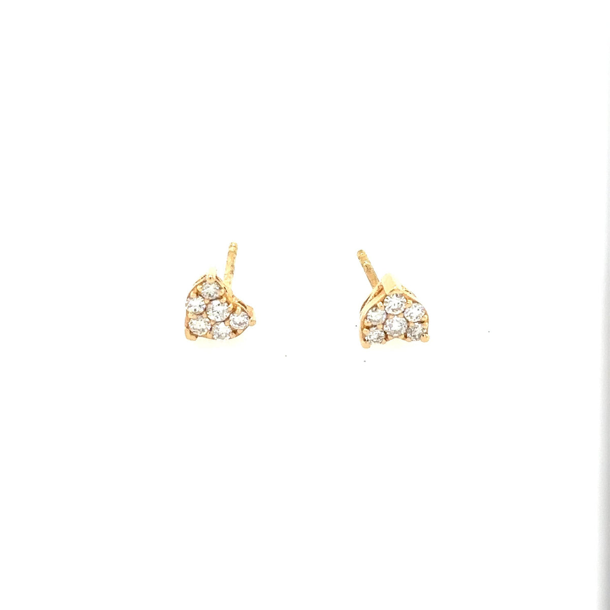 14K Yellow Gold Heart Shaped Diamond Stud earrings with .25 TDW - Jewelry Design Gallery of East Windsor