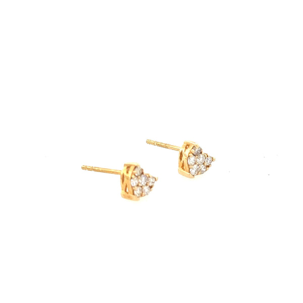 14K Yellow Gold Heart Shaped Diamond Stud earrings with .25 TDW - Jewelry Design Gallery of East Windsor