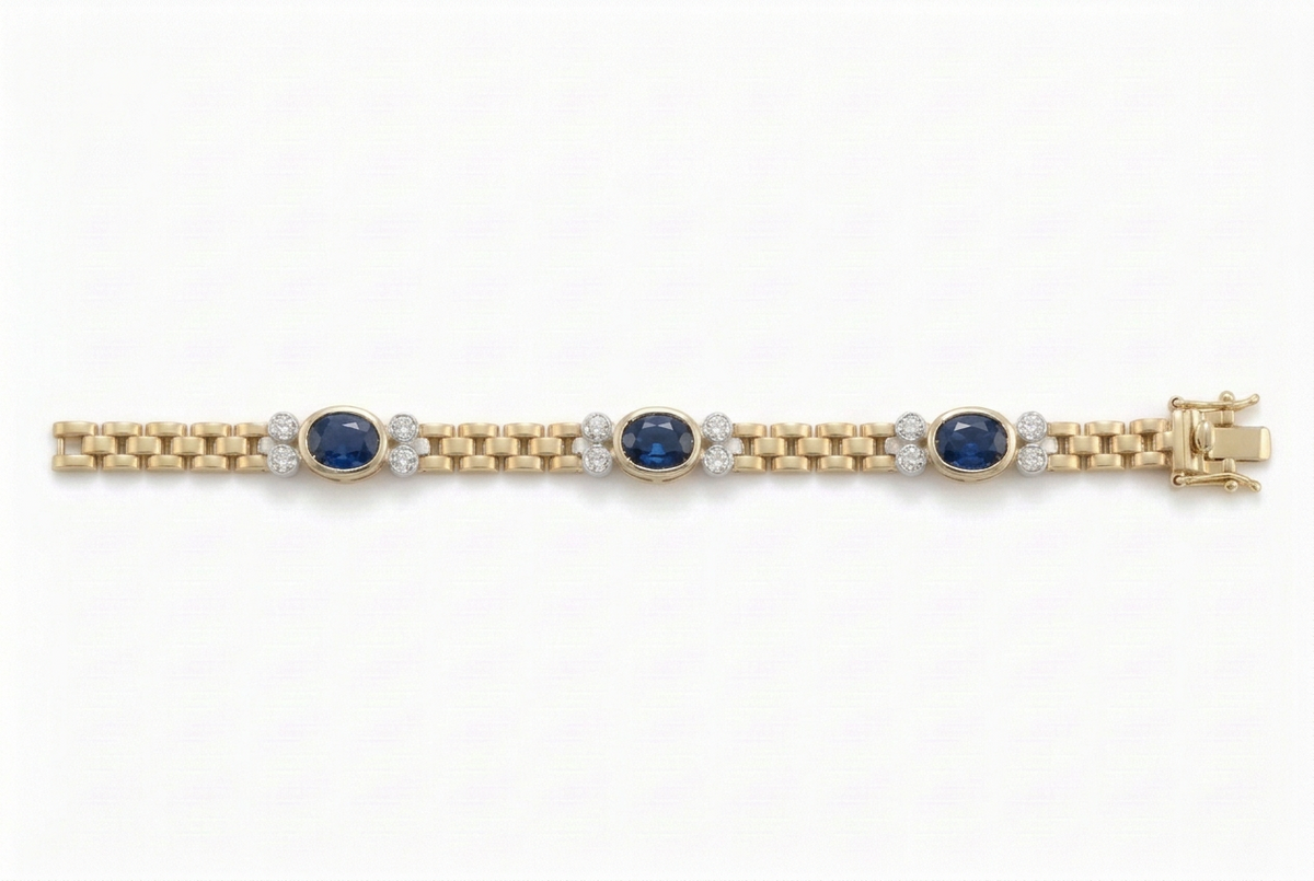 14K Sapphire & Diamond Bracelet