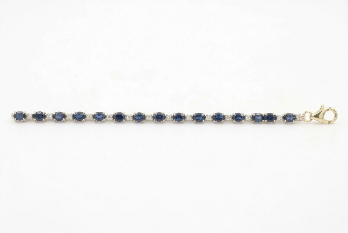 14K Blue Sapphire & Diamond Bracelet