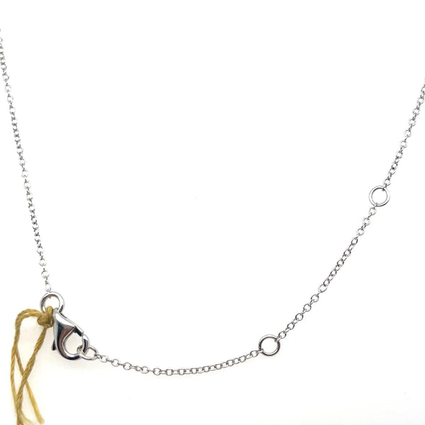 18K White Gold Baguette Sapphire Diamond Pendant Necklace