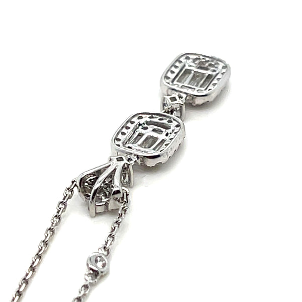 18K White Gold & Diamond Double Dangle Pendant Necklace