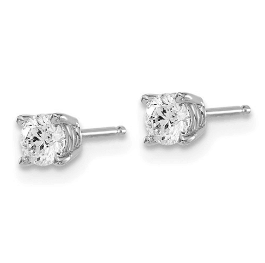 14K White Gold Diamond Solitaire Stud Earrings - Jewelry Design Gallery of East Windsor