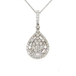 14K White Gold Diamond Pear Shaped Pendant Necklace - Jewelry Design Gallery of East Windsor