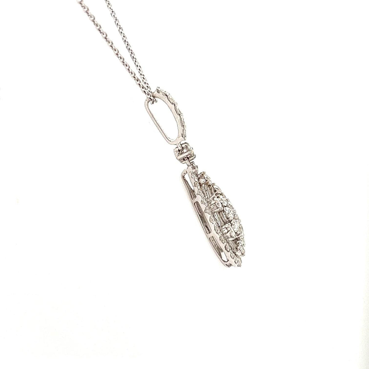 14K White Gold Diamond Pear Shaped Pendant Necklace - Jewelry Design Gallery of East Windsor