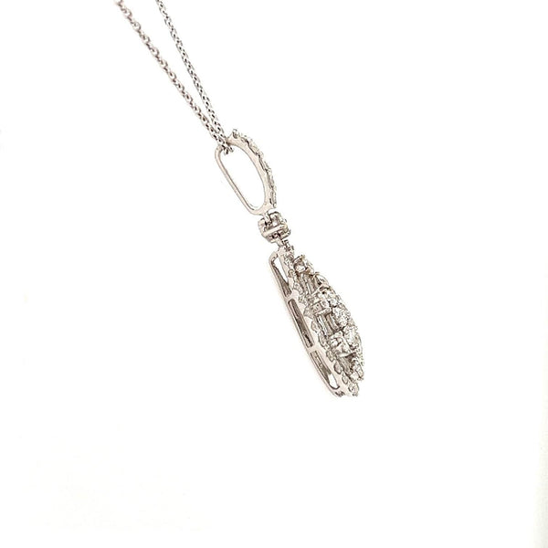14K White Gold Diamond Pear Shaped Pendant Necklace - Jewelry Design Gallery of East Windsor