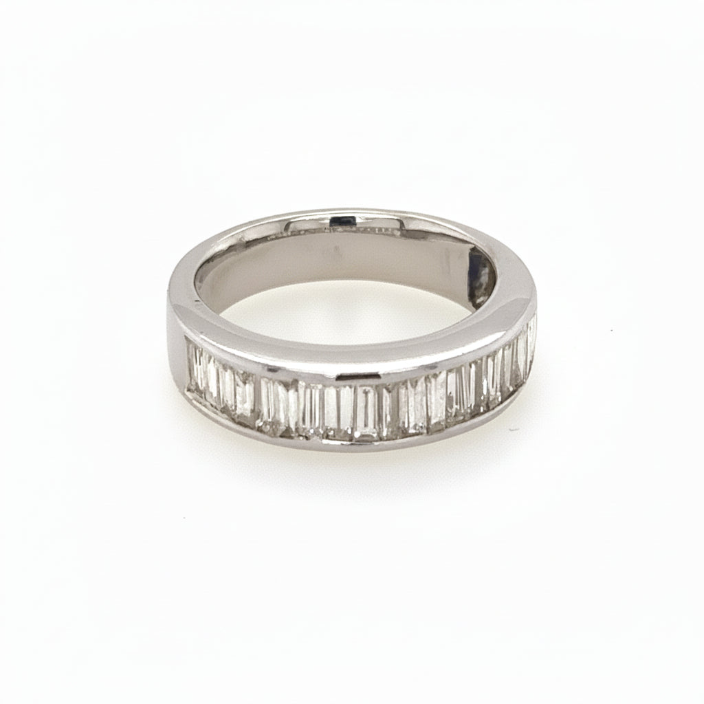 14K White Gold Baguette Diamond Wedding Band - Jewelry Design Gallery of East Windsor