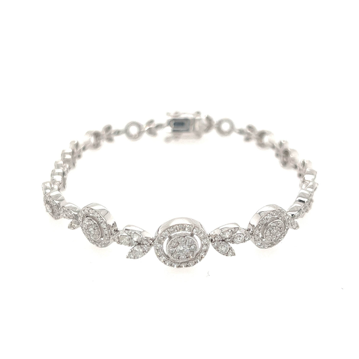 14K White Gold Circle Link Eternity Diamond Bracelet - Jewelry Design Gallery of East Windsor