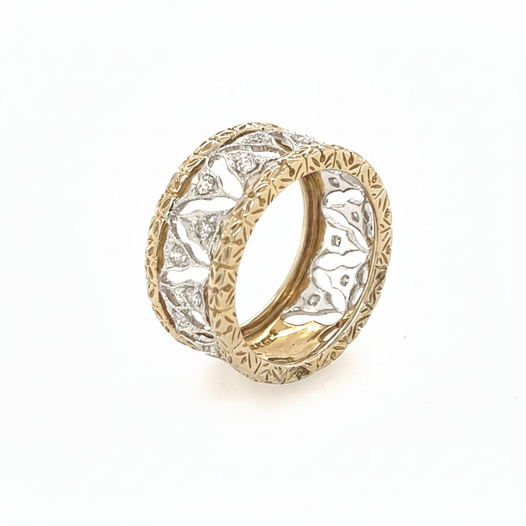 14K Two Tone Triangle Ring Band - Jewelry Design Gallery of East Windsor