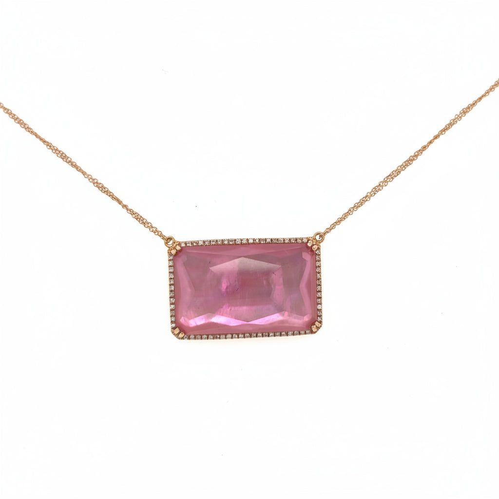 14K Rose Gold Diamond Pendant with Cable Necklace - Jewelry Design Galleria