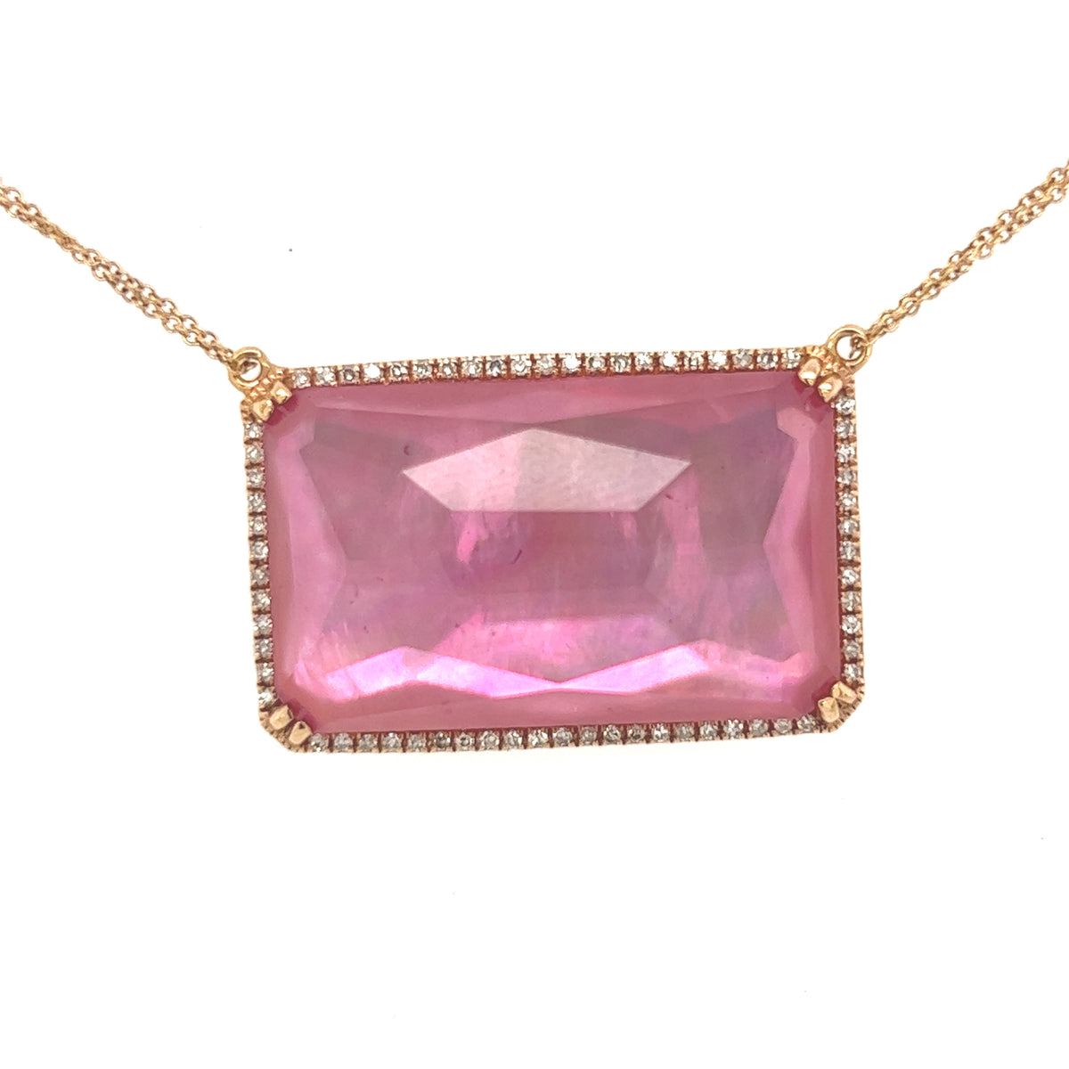 14K Rose Gold Diamond Pendant with Cable Necklace - Jewelry Design Galleria