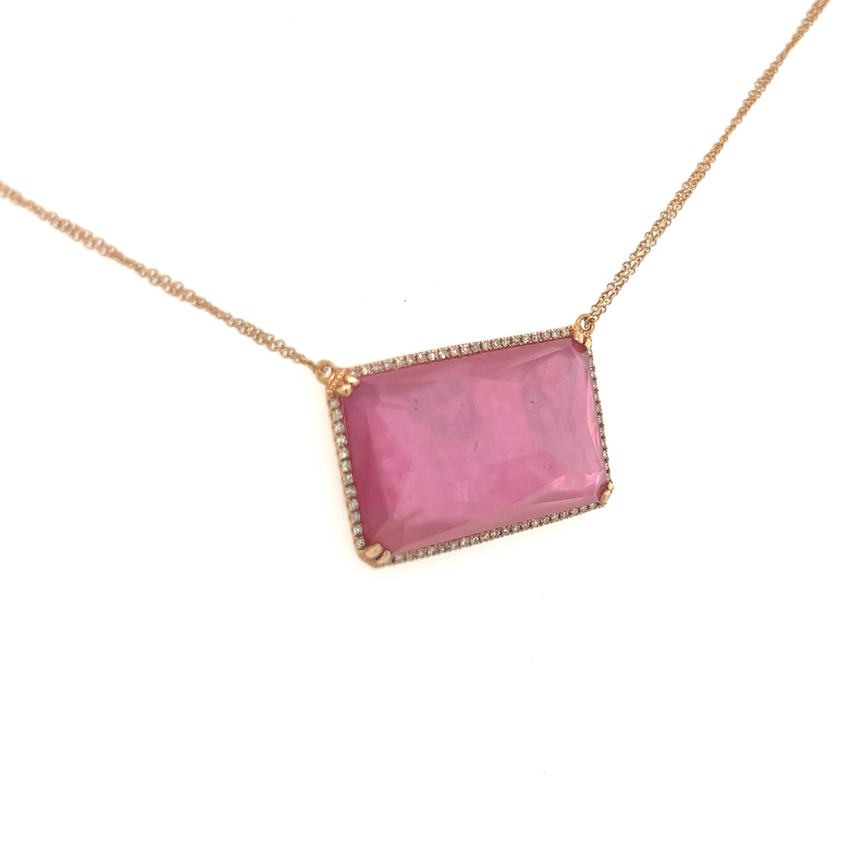 14K Rose Gold Diamond Pendant with Cable Necklace - Jewelry Design Galleria