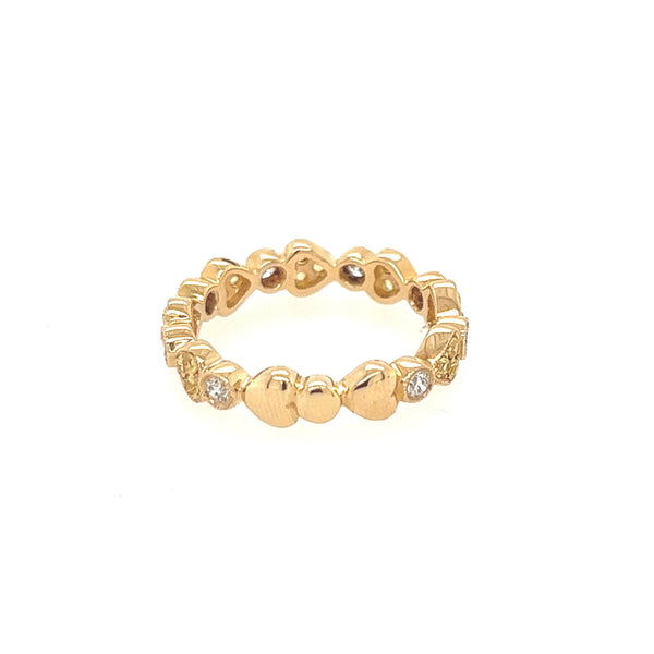 14K Solid Yellow Gold Diamond And Yellow Sapphire Heart Eternity - Jewelry Design Gallery of East Windsor