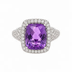 14K White Gold Amethyst Diamond Statement Ring - Jewelry Design Gallery of East Windsor