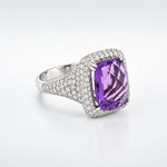 14K White Gold Amethyst Diamond Statement Ring - Jewelry Design Gallery of East Windsor