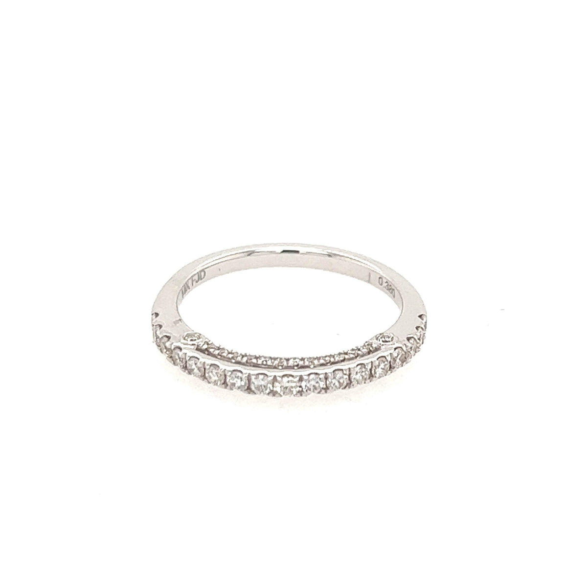 14K White Gold and Diamond Half Eternity Wedding Band - Jewelry Design Gallery of East Windsor