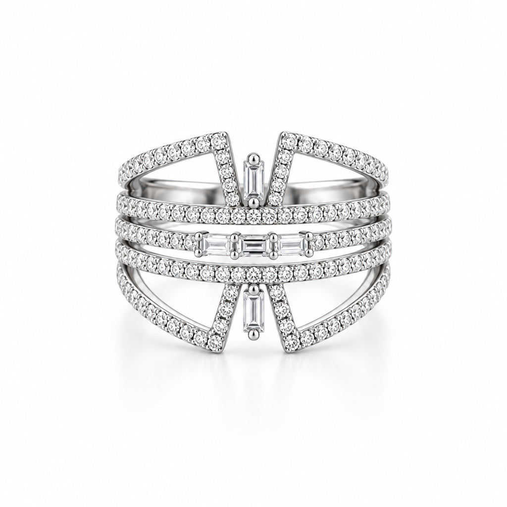 14K White Gold and Diamond Wide Fashion Ring - Jewelry Design Gallery of East Windsor