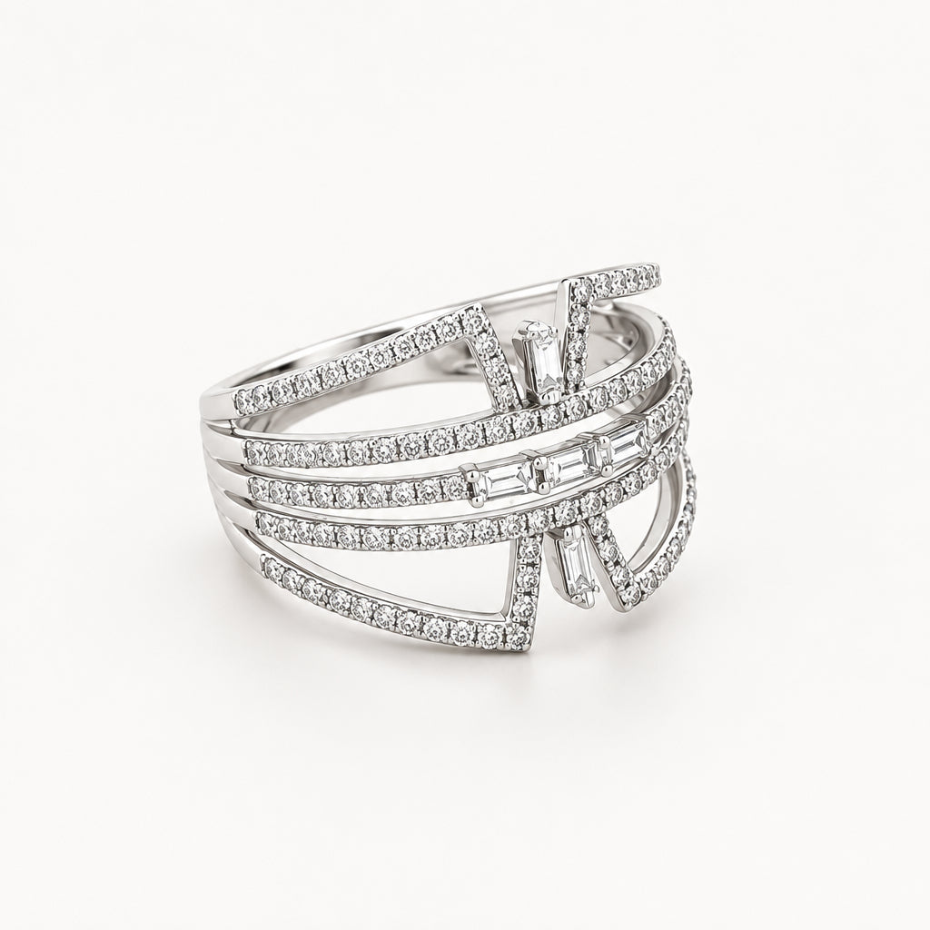 14K White Gold and Diamond Wide Fashion Ring - Jewelry Design Gallery of East Windsor