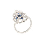 14K White Gold Art Deco Blue Sapphire and Diamond Ring - Jewelry Design Gallery of East Windsor