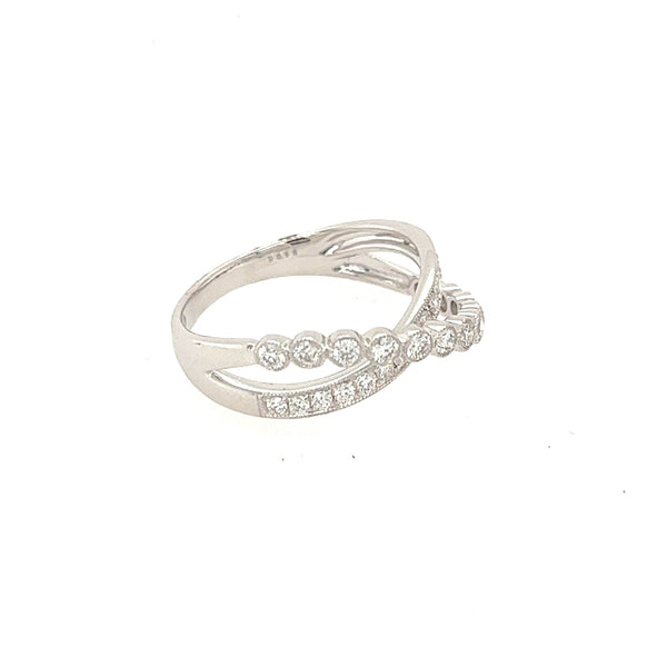 14K White Gold Criss Cross Diamond Ring - Jewelry Design Gallery of East Windsor