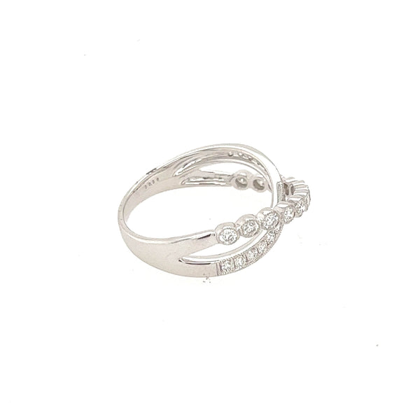 14K White Gold Criss Cross Diamond Ring - Jewelry Design Gallery of East Windsor