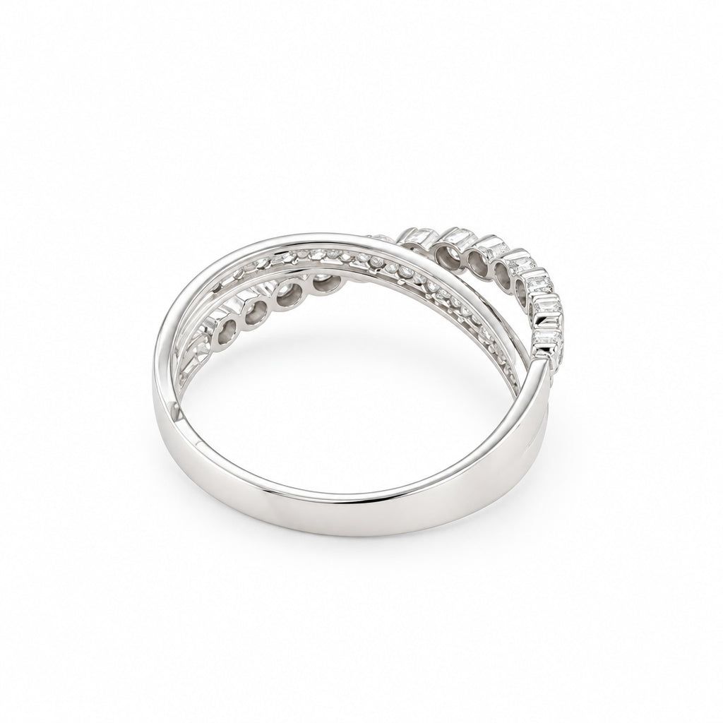 14K White Gold Criss Cross Diamond Ring - Jewelry Design Gallery of East Windsor